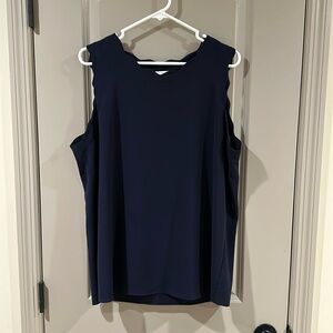 Navy tank with scalloped trim size XL